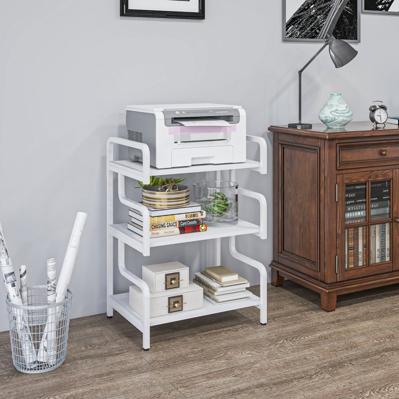 HOMCOM 3-Tier Printer Stand with Storage Shelves, Printer Table, 55 x 40 x 77cm Printer Shelf for Home Office, Study