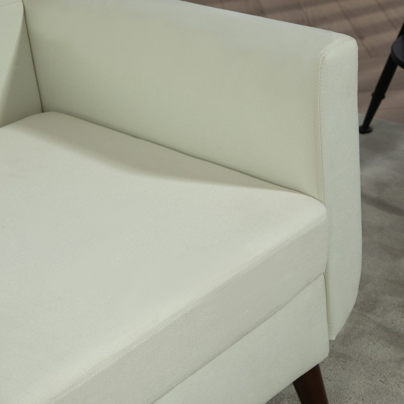HOMCOM 2 Seater Sofa, Modern Tufted Fabric Couch, Upholstered Loveseat with Wood Legs for Small Space, Living Room, Bedroom, Office, Cream White
