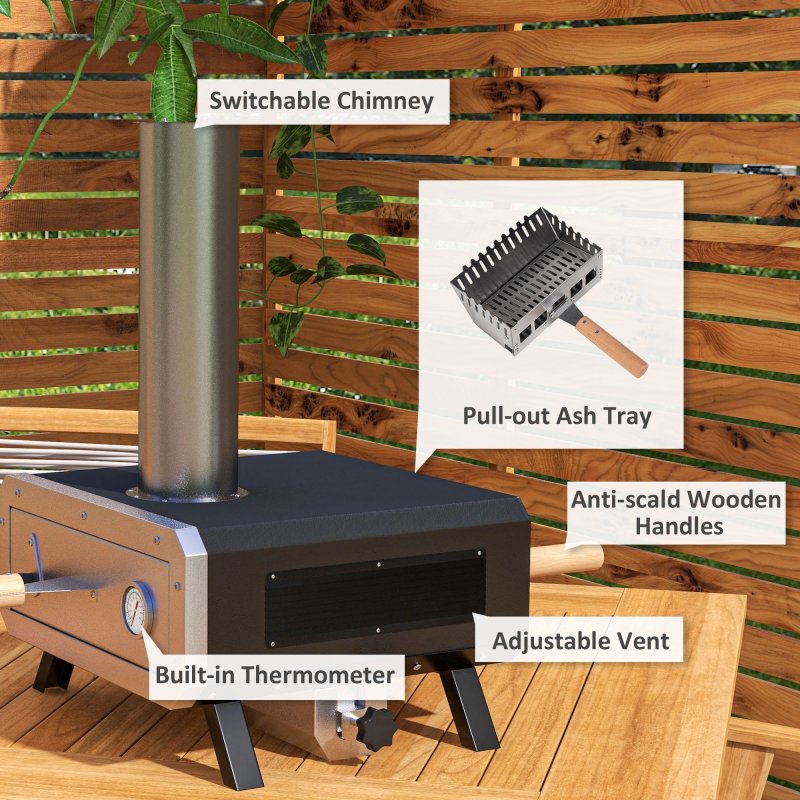 Outsunny Portable Wood Pellet Pizza Oven with 12