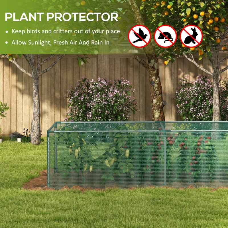 Outsunny 8' x 4' Crop Cage, Plant Protection Tent with Zipped Door and Galvanised Steel Frame, Fruit Cage Netting Cover for Garden and Outdoors Green