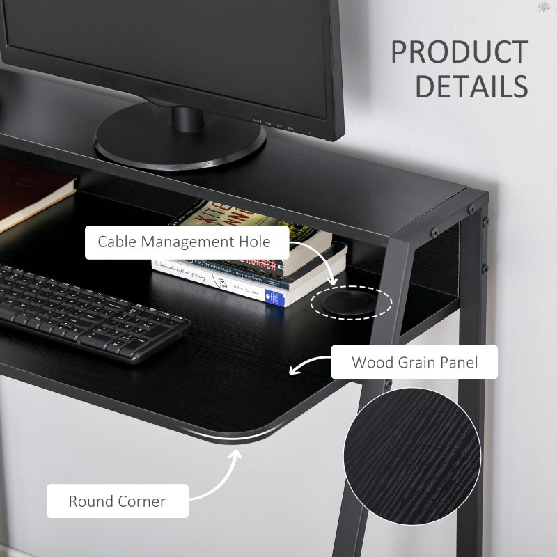 HOMCOM Writing Desk Computer Table Home Office PC Laptop Workstation Storage Shelf 84L x 45W cm