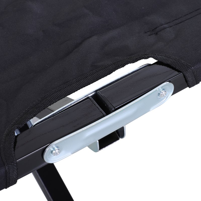 Outsunny Double Camping Bed Camping Cot Foldable Sunbed Outdoor Patio Sleeping Bed Super Light with Carry Bag (Black)
