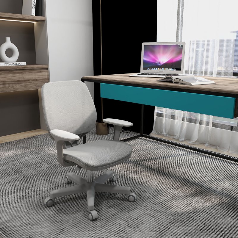 Vinsetto Office Chair, Breathable Mesh Swivel Desk Chair with Adjustable Height and  360 Degree Swivel Security Wheels for Home Office, Study, Grey