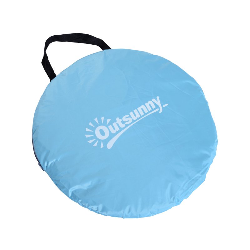 Outsunny Pop up Beach Tent, UV 30+ Portable Sun Shelter with Carry Bag, 2x1.5m for 2-3 Person, Blue
