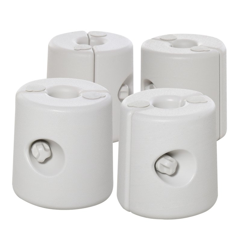Outsunny 4 Pack 36 kg Gazebo Weights, Canopy Tent Weights with Rapid Clip, Gazebo Leg Weights Fill with Sand or Water, White