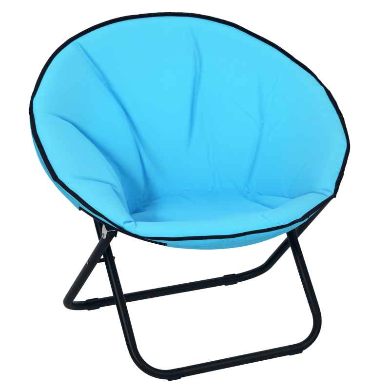 Outsunny Camping Moon Chair, Portable Folding Camping Chair for Adults with Wide Padded Oxford Seat for Outdoor Camp, Travel, Fishing, Beach, Blue