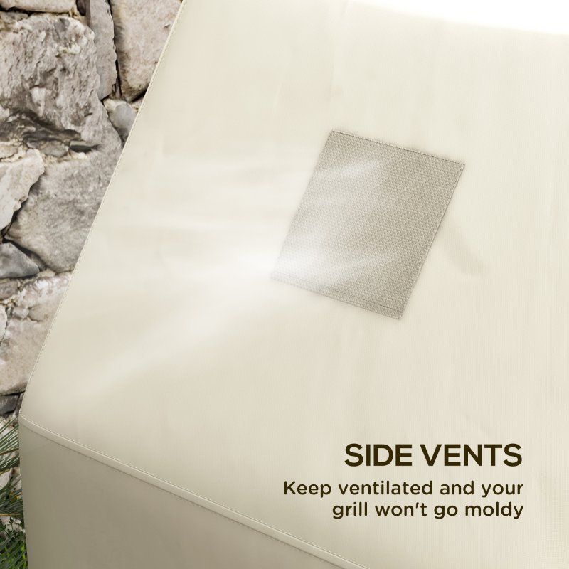 Outsunny BBQ Cover for Rectangular Gas Grill, 300D Oxford Fabric Barbecue Covers, Waterproof UV Protection Rip-Proof, with Windproof Buckles, Beige, 152 x 66 x 115cm