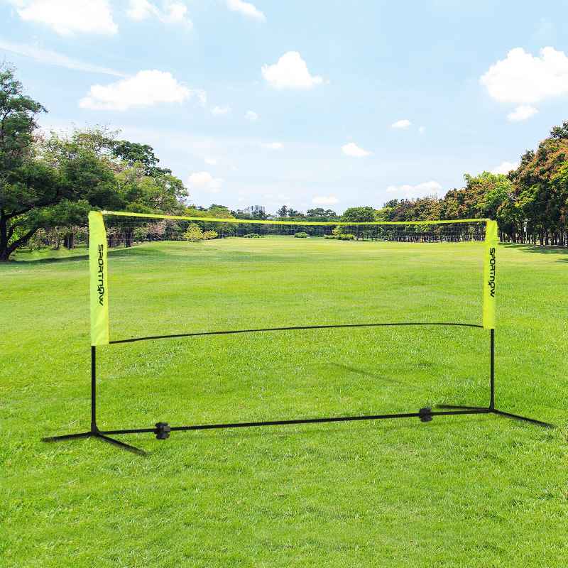 SPORTNOW 3(m) Badminton Net, Foldable Height Adjustable Outdoor Sports Net with Carry Bag, for Tennis, Badminton, Pickleball, Volleyball, Black and Yellow