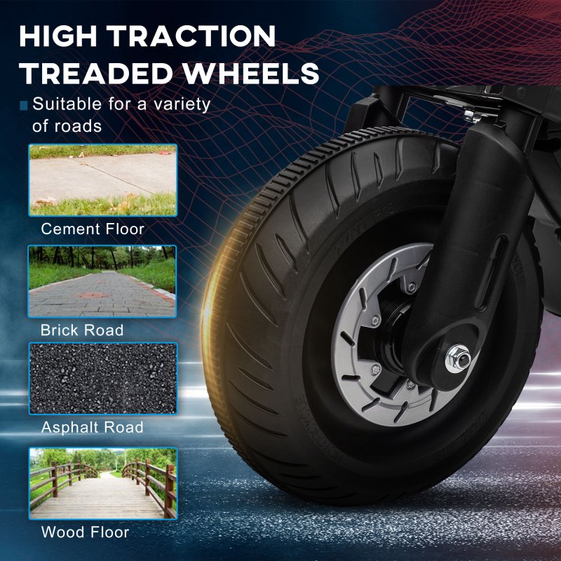 HOMCOM 6V Kids Electric Ride On Motorcycle Vehicle w/ Siren, Horn, Headlights, Music, Training Wheels, for Outdoor Play, Ages 3-5 Years - Black