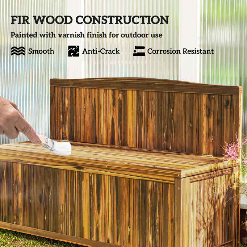 Outsunny Garden Arch Wood Bench Outdoor Storage Box Garden Furniture Chair 115L x 45W x 75Hcm, Brown