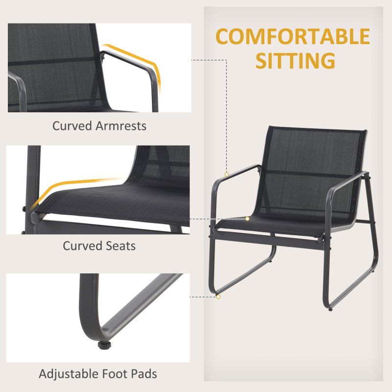 Outsunny 4 Piece Garden Furniture Set Outdoor Patio Sofa Set with Double Chair, Single Chairs and Glass Top Table for Terrace and Balcony