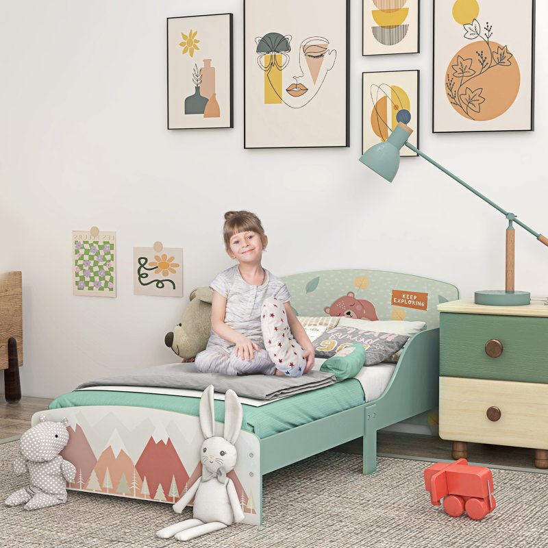 ZONEKIZ Toddler Bed Frame, Kids Bedroom Furniture for Ages 3-6 Years, 77 x 143 x 60cm