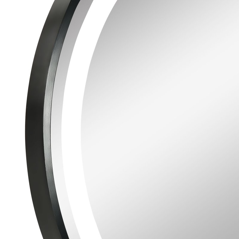 kleankin Round LED Bathroom Mirror, Dimmable Lighted Wall-Mounted Mirror with 3 Temperature Colours, Memory Function, Hardwired, Black
