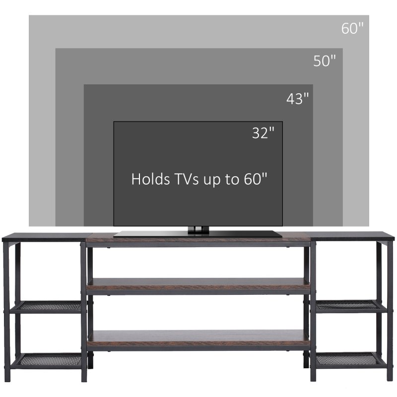 HOMCOM TV Unit Cabinet for TVs up to 60 Inches, Industrial TV Stand with Storage Shelves for Living Room