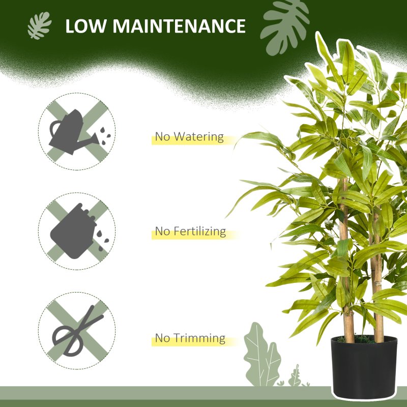 HOMCOM Decorative Artificial Plants Bamboo Tree in Pot, Desk Fake Plants for Home Indoor Outdoor Decor, 60cm