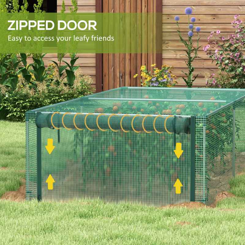 Outsunny 8' x 4' Crop Cage, Plant Protection Tent with Zipped Door and Galvanised Steel Frame, Fruit Cage Netting Cover for Garden and Outdoors Green