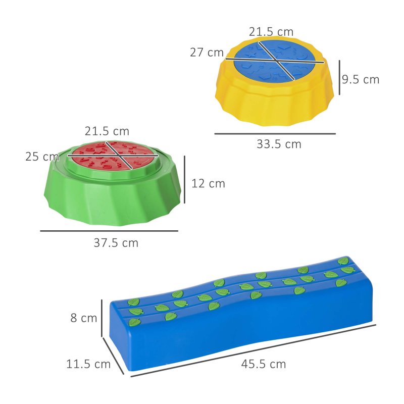 Outsunny 8 PCS Kids Stepping Stones Balance Beam w/ Non-Slip Surface and Bottom, Stackable Stepping Stones for Toddler