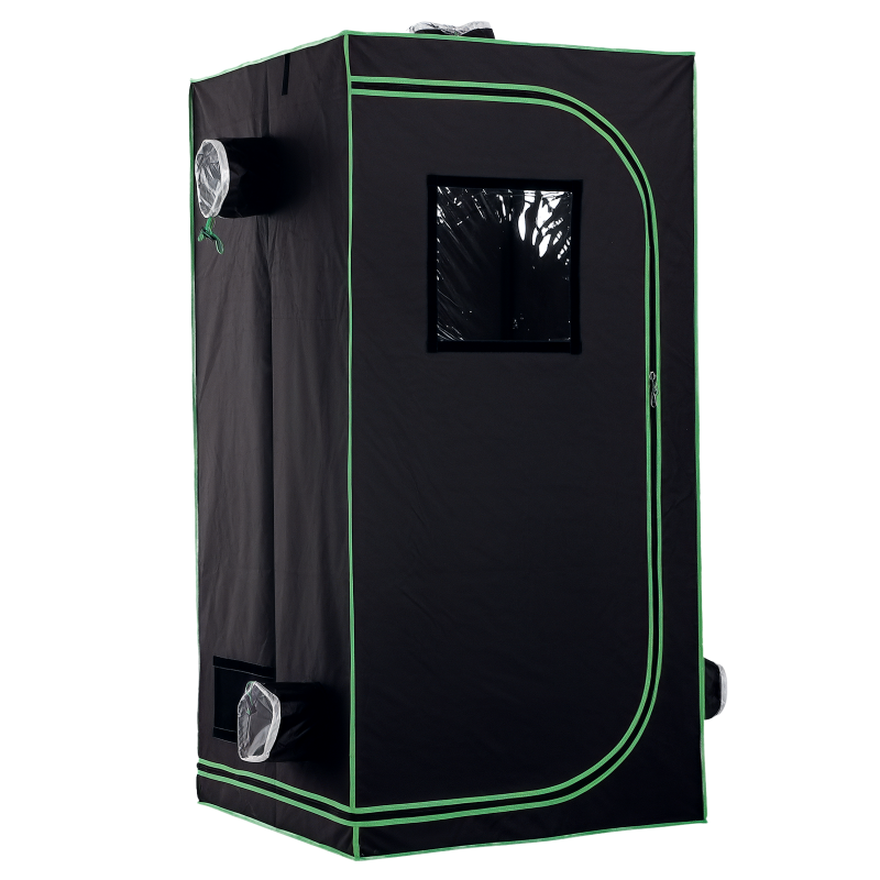 Outsunny Grow Tent Reflective Mylar Hydroponic with Adjustable Vents and Floor Tray for Indoor Plant Growing, 80 x 80 x 160 cm (31.5