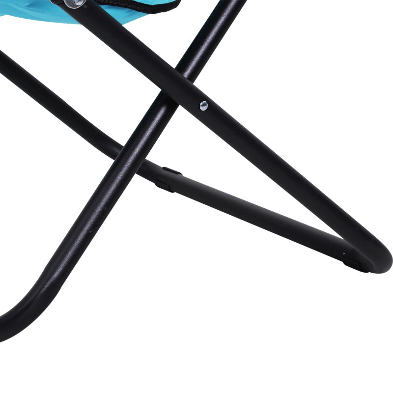 Outsunny Camping Moon Chair, Portable Folding Camping Chair for Adults with Wide Padded Oxford Seat for Outdoor Camp, Travel, Fishing, Beach, Blue