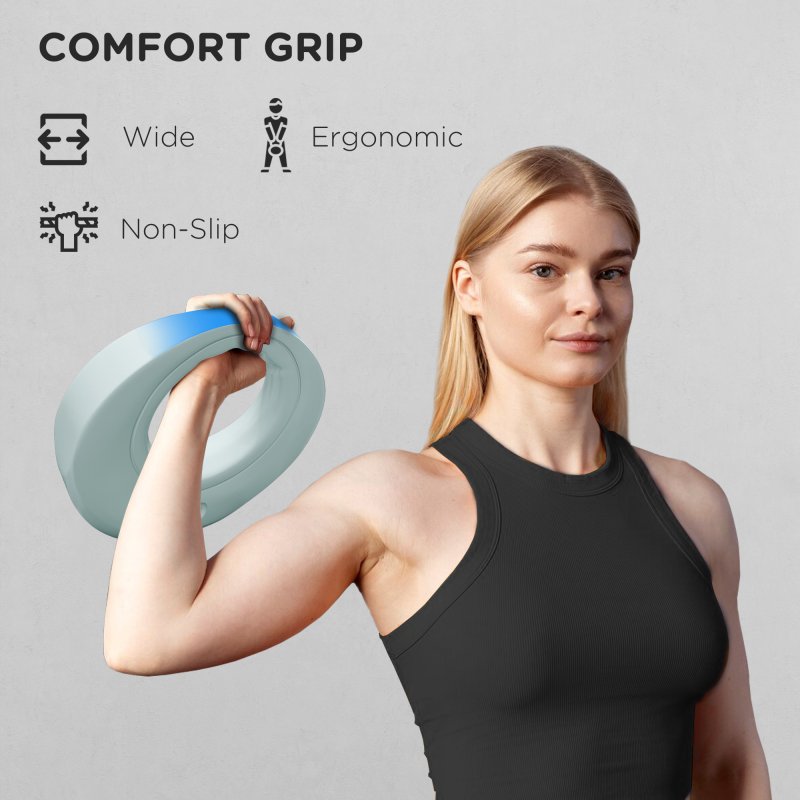 SPORTNOW 6kg Kettlebell, Soft Kettle Bell with Wide Handle for Home Gym, Weight Lifting, Strength Training, Light Grey