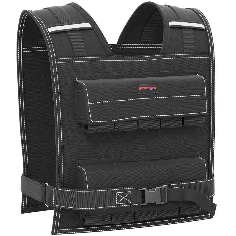 SPORTNOW 20KG Adjustable Weighted Vest, Weight Vest with 20 Metal Weights, Adjustable Straps and Reflective Strips, for Men and Women Running Cardio Exercise Strength Training