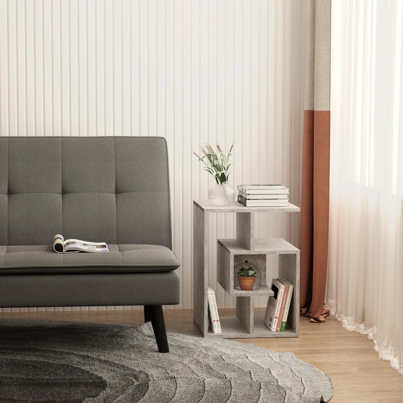 HOMCOM Side Table, 3 Tier End Table with Open Storage Shelves for Living Room, Bedroom