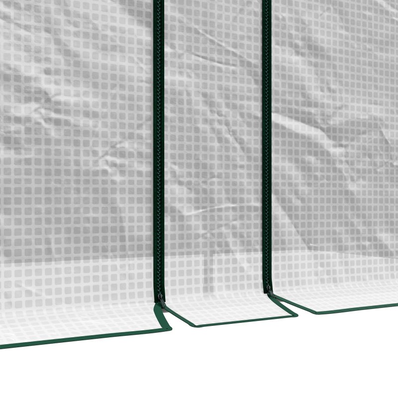 Outsunny Walk-In Greenhouse with Zipped Roll Up Doors, Small Tomato Greenhouse with Plastic Cover and Arched Top for Flowers, Vegetables and Herbs, 200 x 100 x 178cm, White