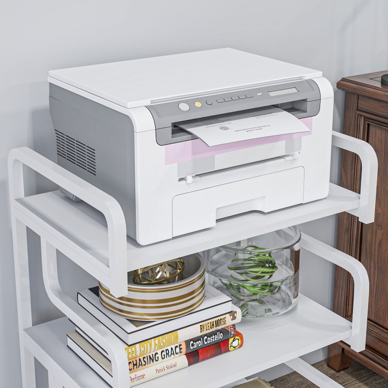 HOMCOM 3-Tier Printer Stand with Storage Shelves, Printer Table, 55 x 40 x 77cm Printer Shelf for Home Office, Study