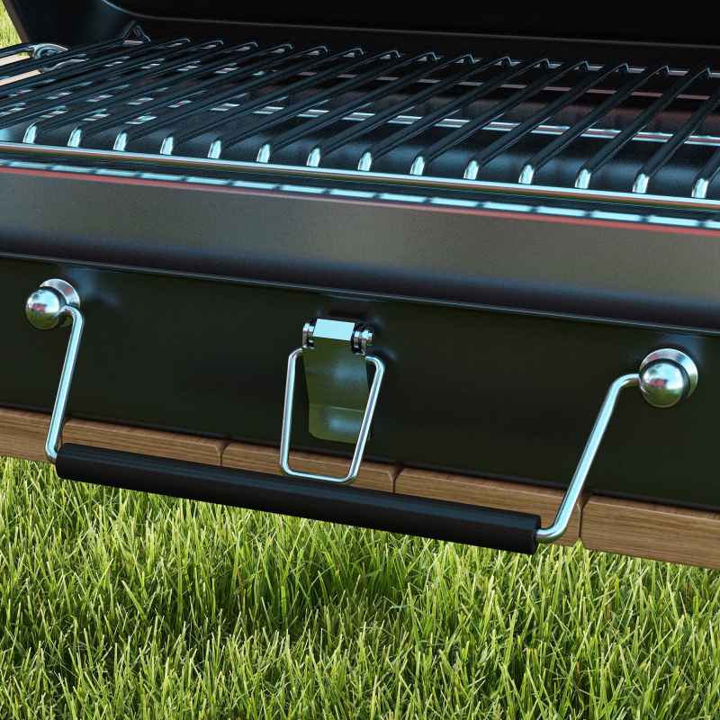 Outsunny Portable Mini Charcoal Barbecue Grill with Suitcase Shell, Outdoor Folding Tabletop BBQ Grill for Garden Camping Picnic Party, Black
