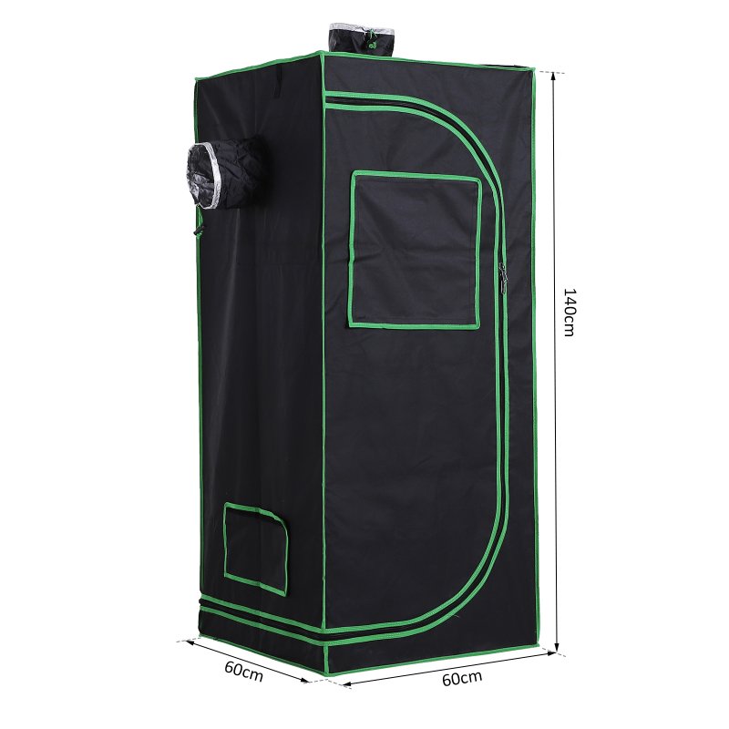 Outsunny Grow Tent Reflective Mylar Hydroponic with Adjustable Vents and Floor Tray for Indoor Plant Growing, 60 x 60 x 140 cm (24.5
