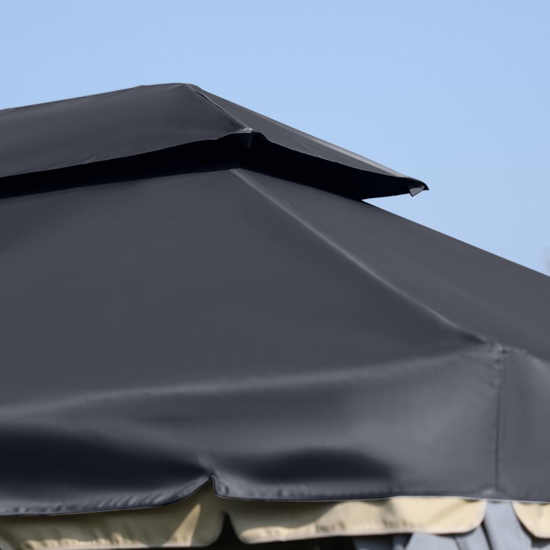 Outsunny 3 x 4m Aluminium Garden Gazebo, Marquee Canopy Shelter Pavilion Party Tent with Nets and Curtains for Garden and Deck, Black
