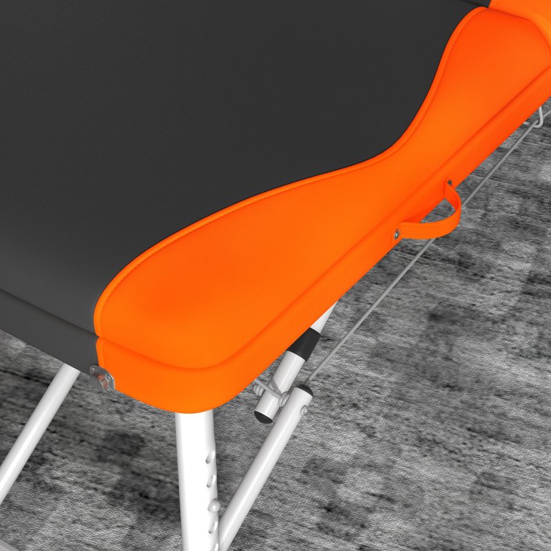 HOMCOM Foldable Massage Bed Portable Table, 3-Section Aluminium Foldable Beauty Couch, Professional Salon Spa Table with Headrest Support and Carry Bag, 60 cm Width, Black and Orange