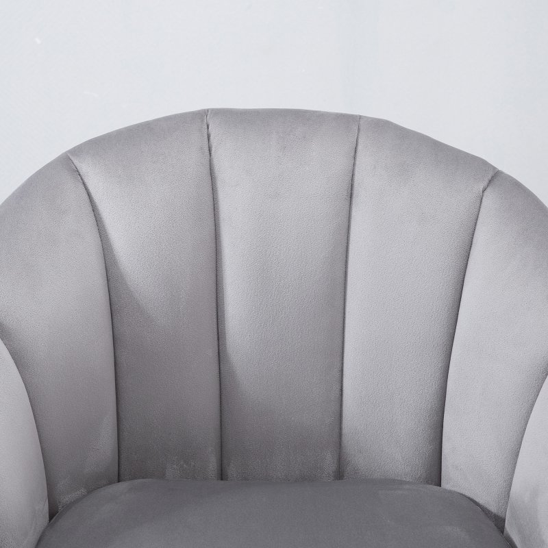 HOMCOM Velvet Armchair, Modern Accent Chair, Upholstered Tub Chair with Solid Wood Legs and Seat Cushion for Living Room, Grey