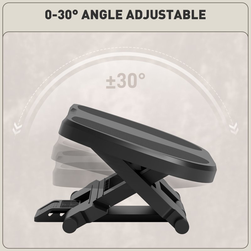 HOMCOM Footrest Adjustable Height & Angle 0-30 Degree for Better Posture at Office Grey