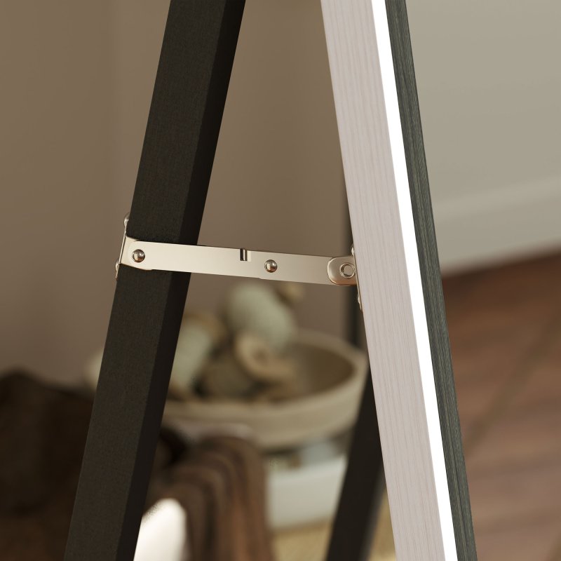 HOMCOM Full Length Mirror, 163 x 53 cm Full Body Mirror with Frame, Free Standing, Hanging or Leaning Against Wall for Bedroom, Living Room, Grey Wood Effect