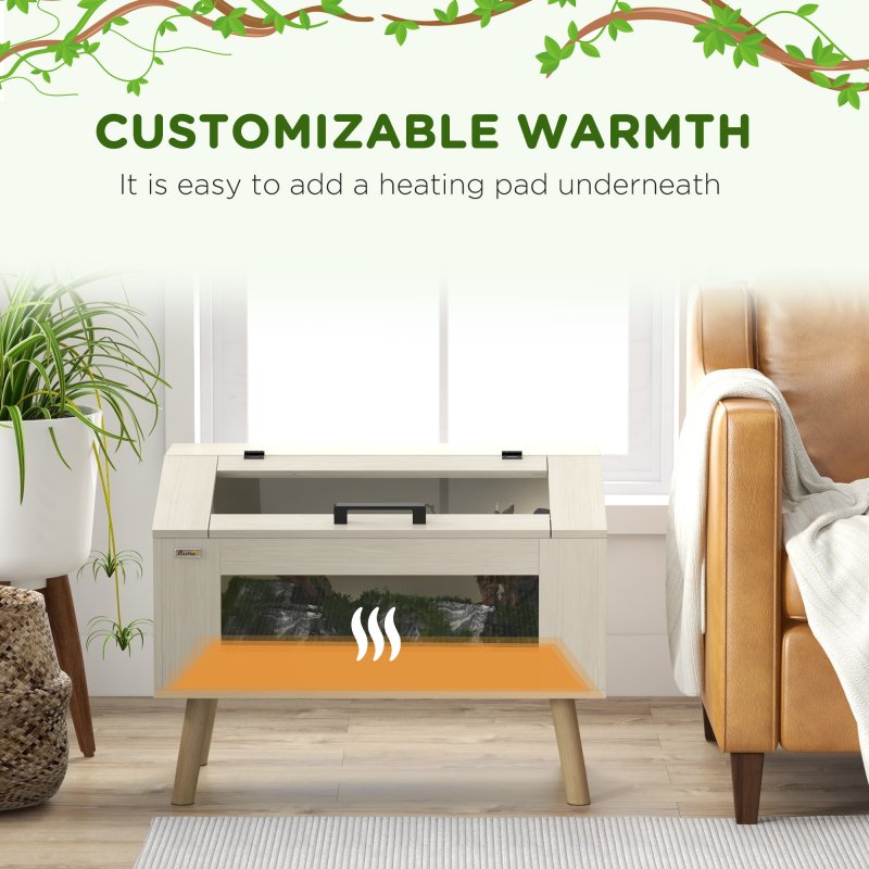 PawHut 111L Reptile Vivarium Terrarium with Tempered Glass Windows, Openable Top for Snake Lizards, Horned Frogs, Chameleons, Hamsters, Gerbils, 80 x 50 x 60cm