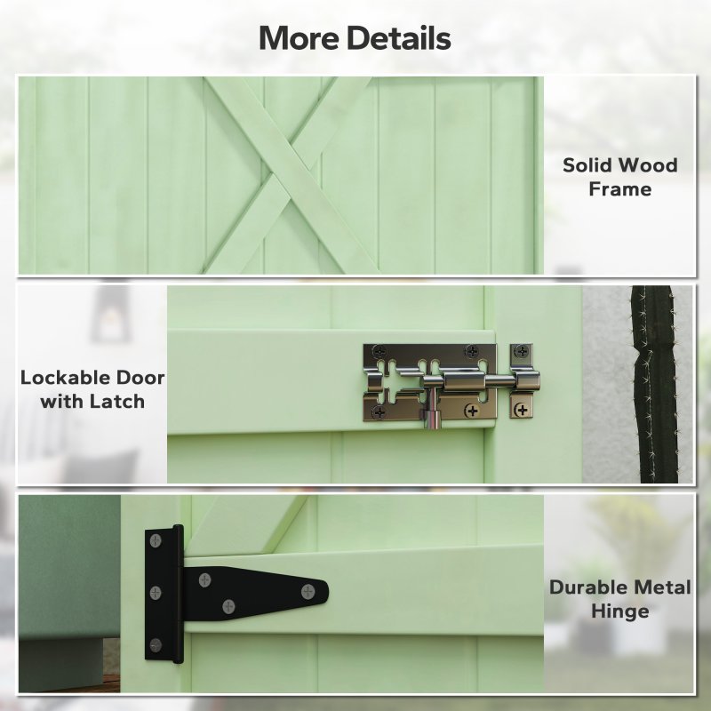 Outsunny Wooden Small Shed, Garden Storage Shed with Shelves and Bolt Latch, 75L x 56W x115H cm, Green