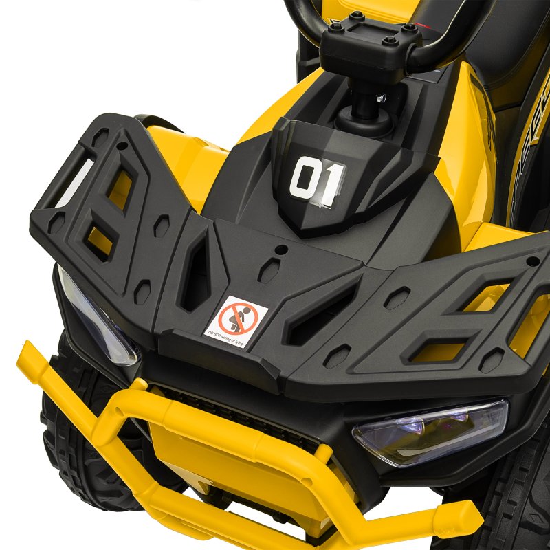 AIYAPLAY 12V Kids Electric Ride on ATV, Battery Powered Quad Bike with 4 Suspension Wheels, Forward Reverse Function, Headlights, Music, Storage Basket, for Ages 3-5 Years, Yellow