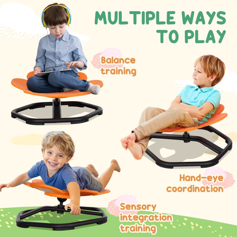AIYAPLAY Sensory Spinning Chair, Kids Swivel Chair for Coordination, Balance, Orange
