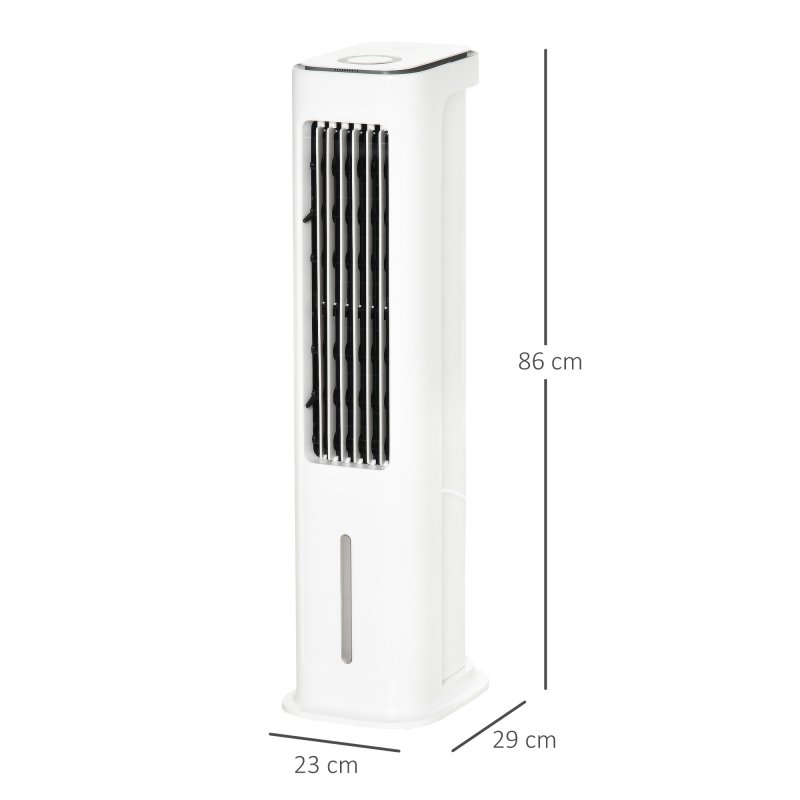 HOMCOM Evaporative Air Cooler, 5L Water Tank Oscillating Ice Cooling Fan with 3 Modes, 3 Speeds, 10H Timer, Detachable & Washable Filter, LED Display & Remote Control and Oscillation, White