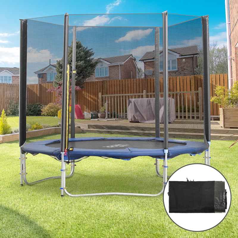 HOMCOM 8ft Trampoline Net Replacement Safety Net Enclosure Net Spare w/ 6 Poles