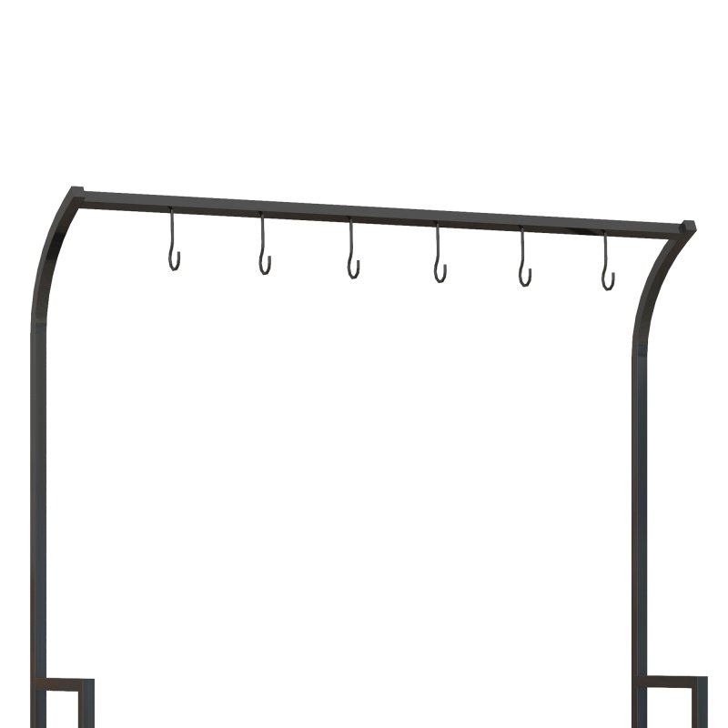 Outsunny Tall Plant Stand with Hanging Hooks, 3 Tiered Plant Rack Ladder Shelf for Indoor Outdoor Porch Balcony Living Room Bedroom, Black