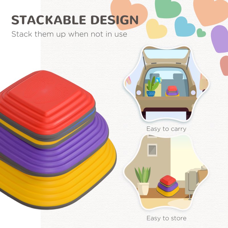 AIYAPLAY Balance Stepping Stones for Kids, 6-Piece Non-Slip Stackable River Stones, Obstacle Courses for Balance and Motor Skills, Indoor Outdoor Sensory Toy Gift for Ages 3-8 Years