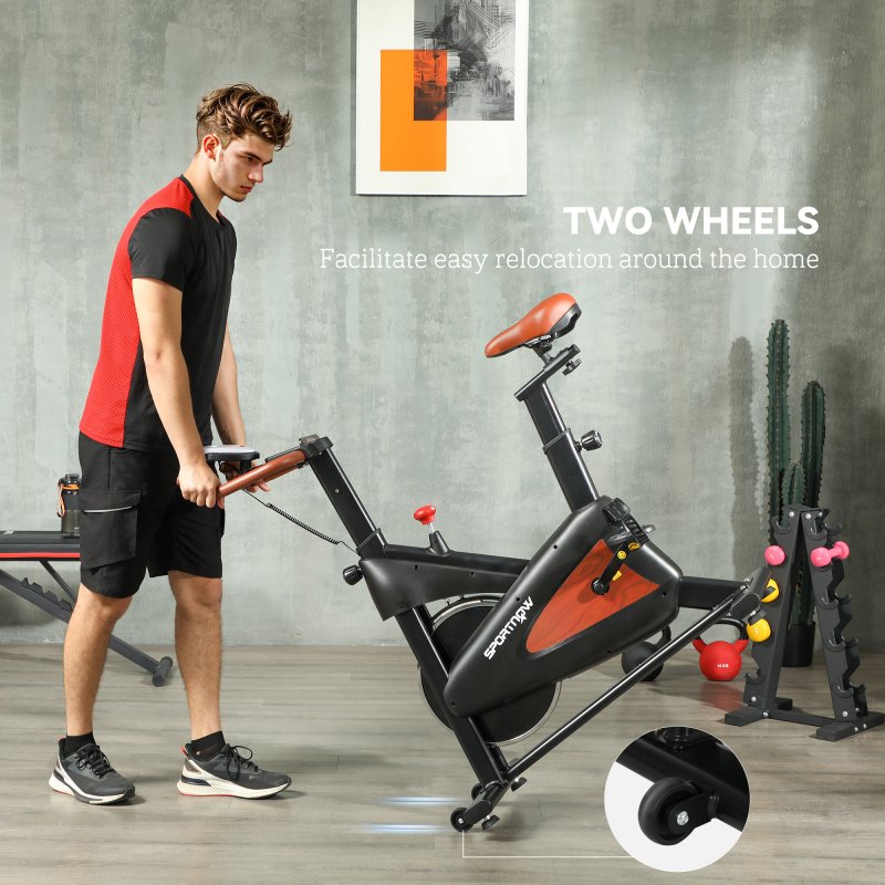 SPORTNOW Indoor Exercise Biker, Quiet Stationary Bike, Stylish Cycling Machine with Adjustable Seat and Resistance, LCD Monitor, Tablet Holder, for Home Gym Cardio Workout, Black