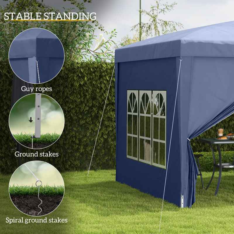 Outsunny 3 x 3(m) Pop Up Gazebo, Water and UV Resistant Party Tent Camping Canopy Marquee with Carry Bag, Blue