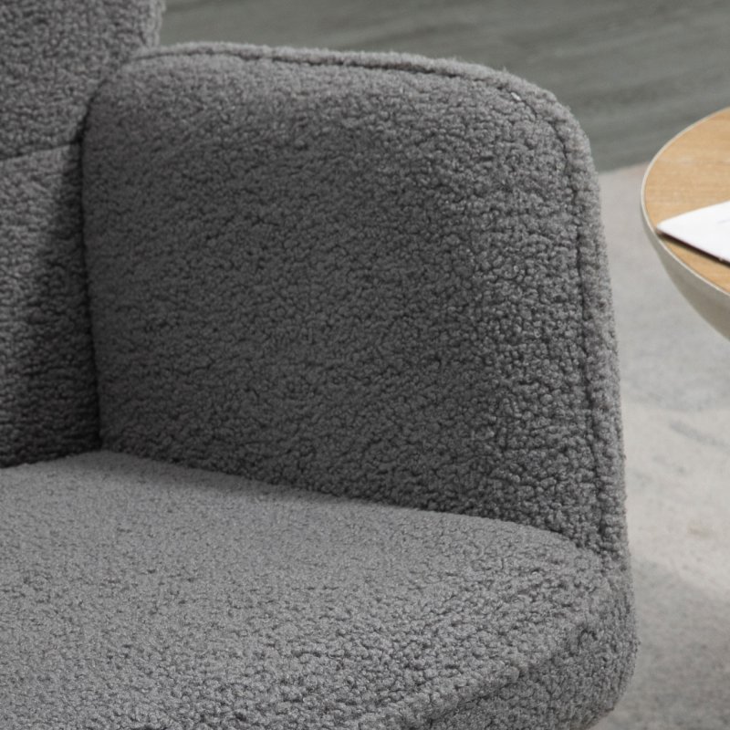 HOMCOM Wingback Rocking Chair with Wooden Base, Fleece Glider Rocker for Nursing, Modern Armchair - Dark Grey