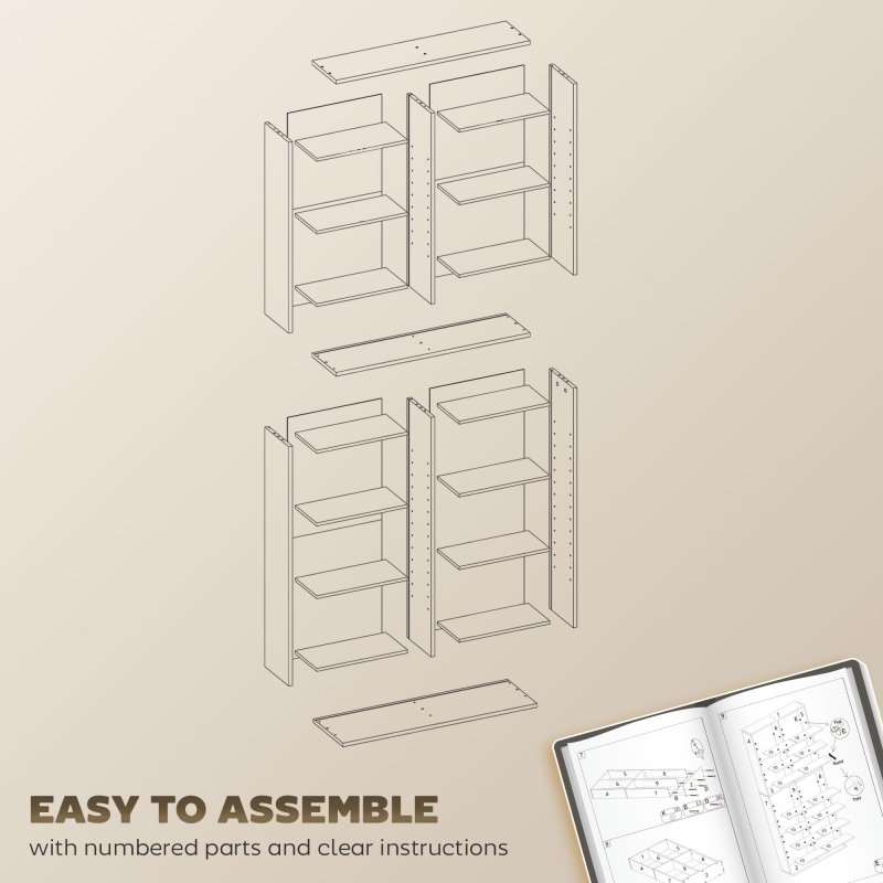HOMCOM 640 CD/360 DVD Storage Unit, Blu-ray Media Storage Shelf with 18 Compartments and 14 Adjustable Shelves, CD Tower for Living Room, Bedroom, Office