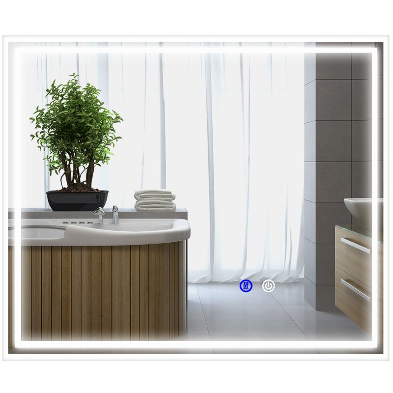 kleankin Bathroom Mirror with LED Lights, Dimmable Makeup Mirror with 3 Temperature Colours, Defogging Film, Memory Function and Aluminium Frame, Hardwired, Horizontal and Vertical, 60 x 50?cm