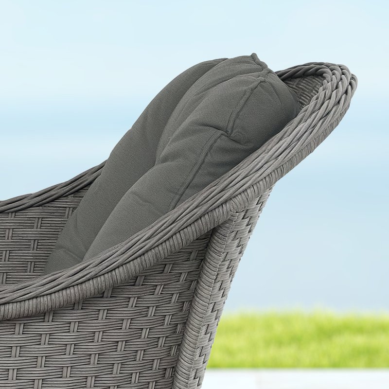 Outsunny 4 Pieces Rattan Garden Furniture Set, Round Wicker Garden Sofa Set with Loveseat, Armchairs and Glass Top Table, Outdoor Conservatory Furniture with Cushions for Patio, Balcony, Light Grey