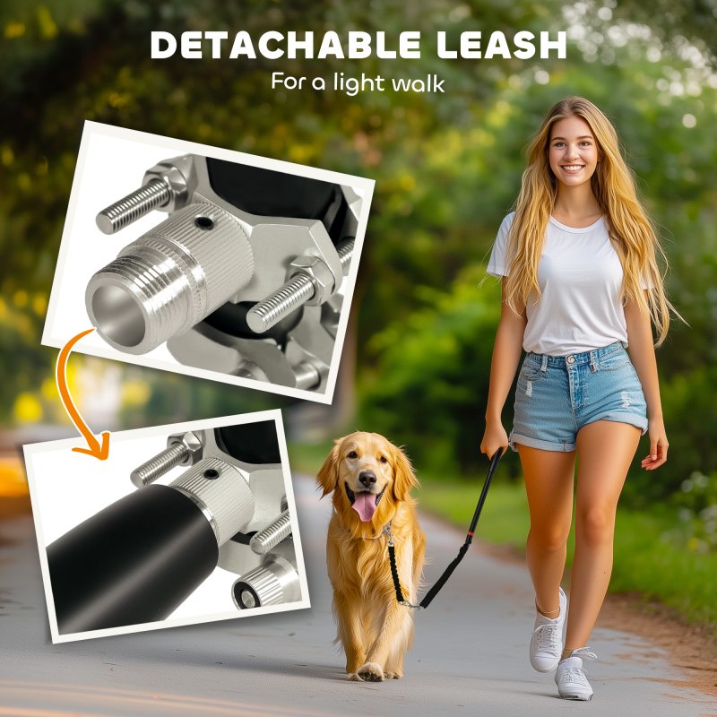 PawHut Dog Lead for Bicycle, Dog Bicycle Exerciser Leash Easy Installation Removable, Hands Free Dog Bike Leash for Cycling, Training, Jogging, Black